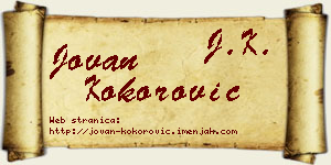 Jovan Kokorović vizit kartica